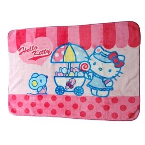 Hello Kitty Candy Cart Fleece Plush Throw Blanket with Joey Blue Mouse Sanrio